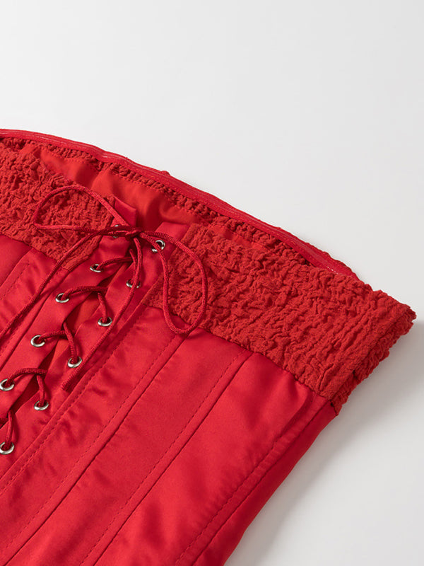 Bandeau Herringbone Top Mini Skirt Set