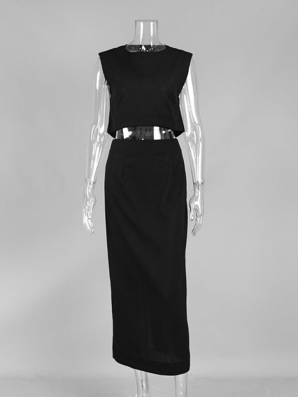 Cotton and Linen Vest Skirt Set