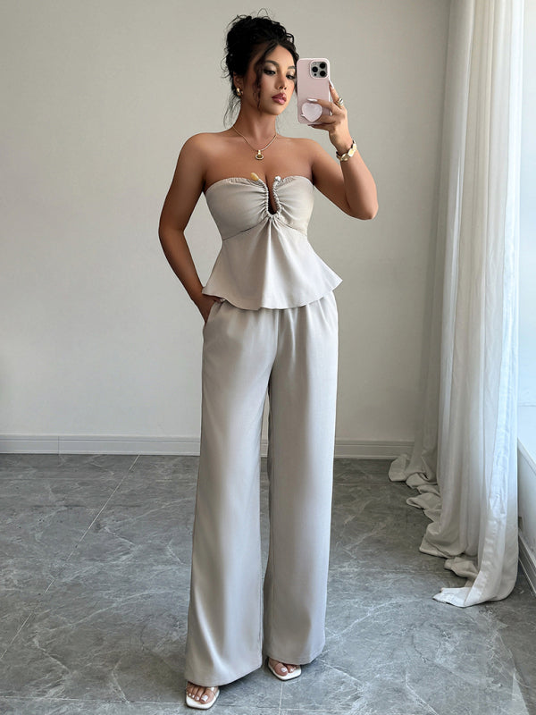 Tube Top & Straight Pants Set
