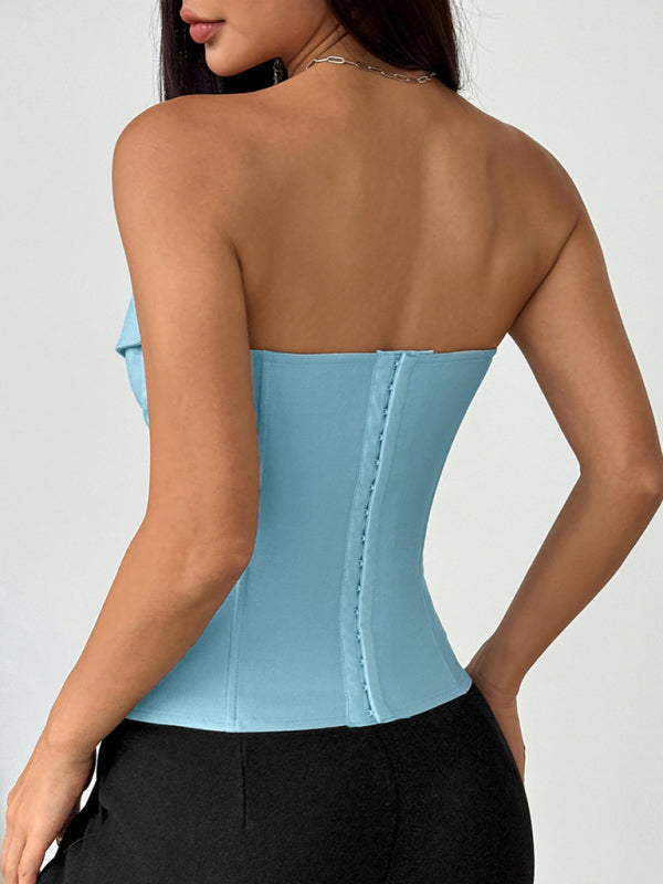 Hot Girl Wrap Tie Solid Color Vest