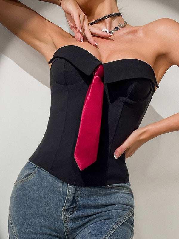 Hot Girl Wrap Tie Solid Color Vest