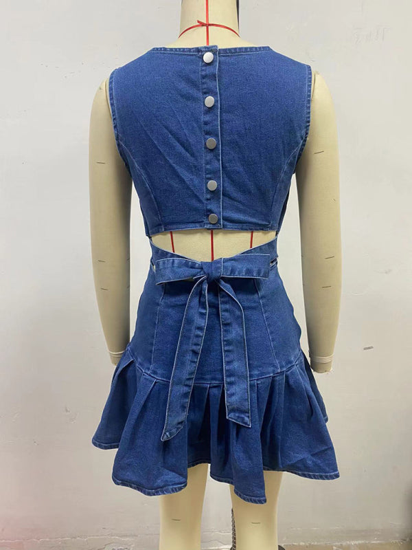 Fashionable Sleeveless Denim Dress