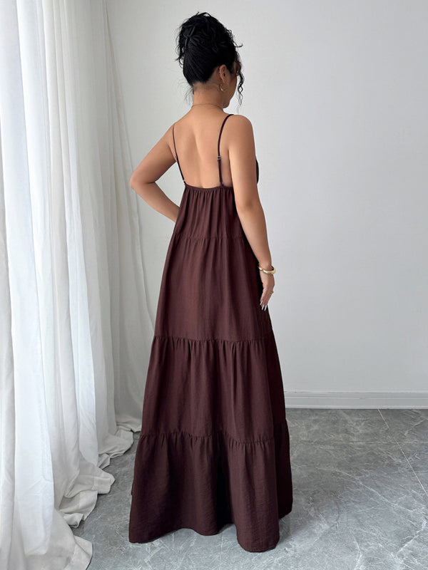 Elegant suspender maxi dress