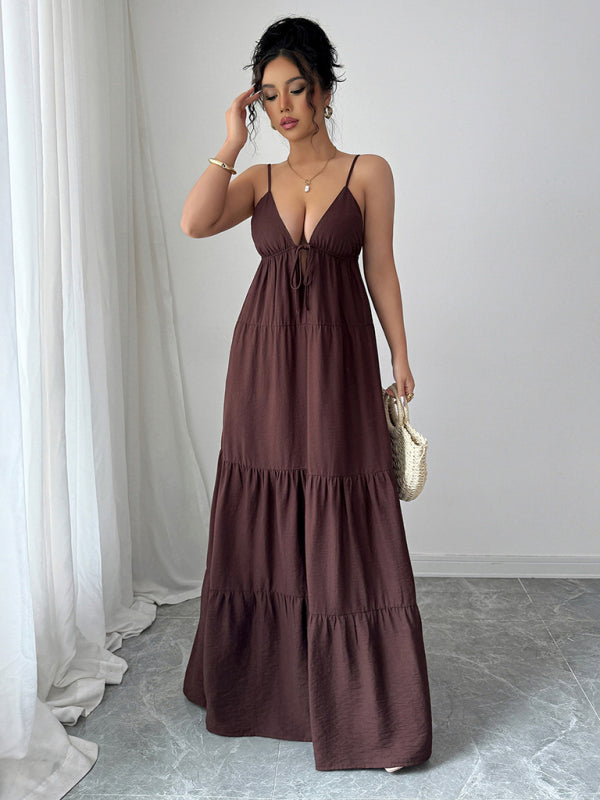 Elegant suspender maxi dress