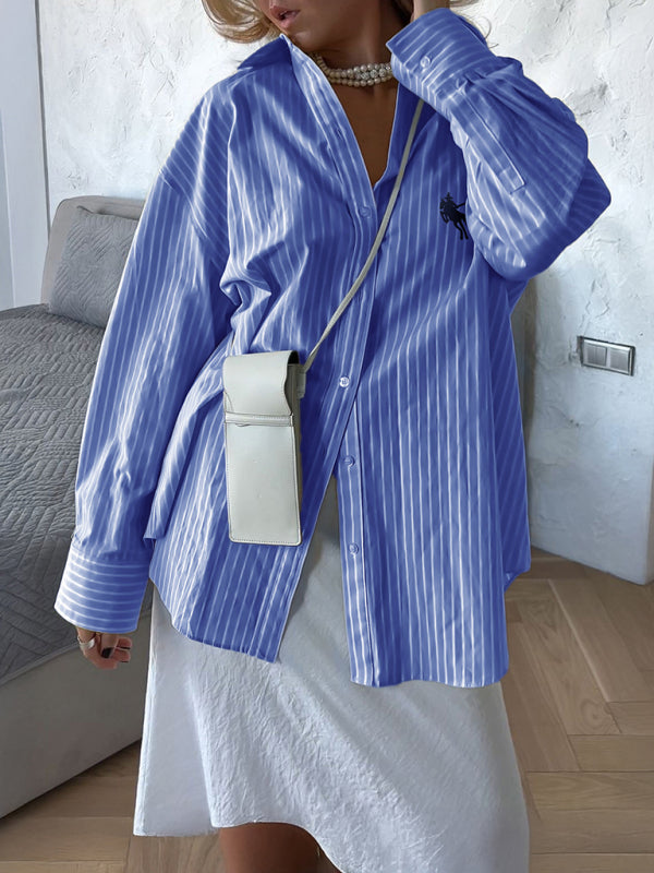 Holiday Button Stripe Long Sleeve Shirt