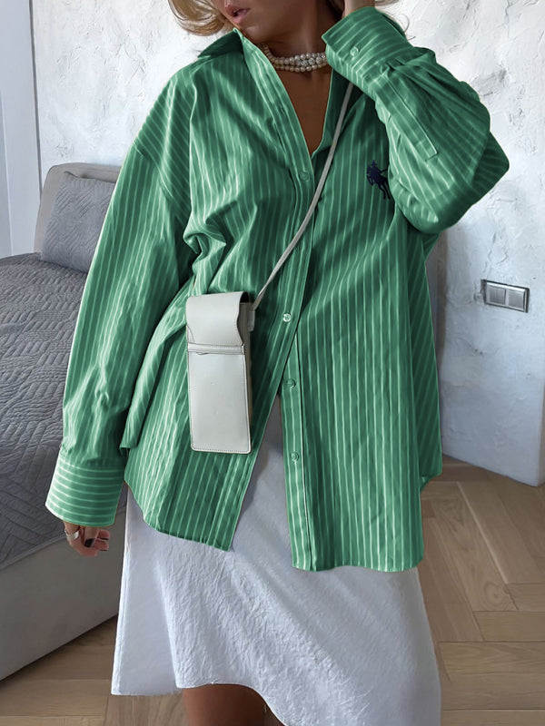 Holiday Button Stripe Long Sleeve Shirt