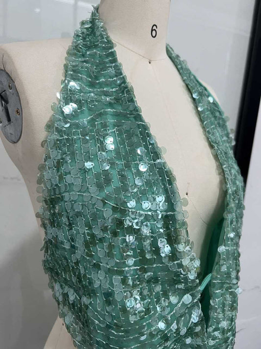 New Sexy Sequined Halter Back Top