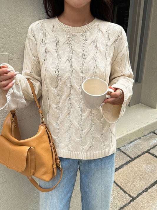 Casual simple long-sleeved solid color sweater
