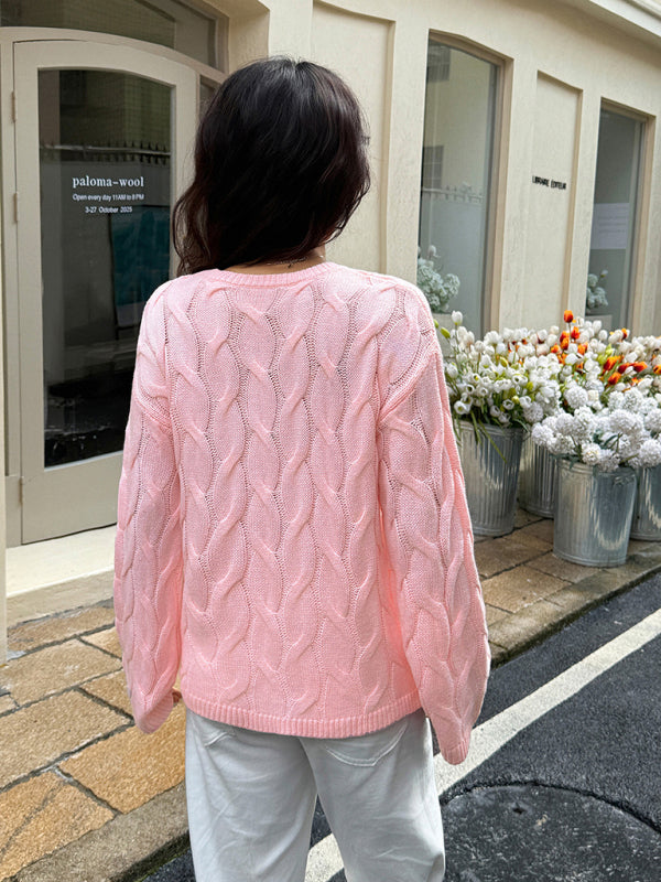 Casual simple long-sleeved solid color sweater