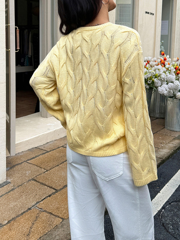 Casual simple long-sleeved solid color sweater