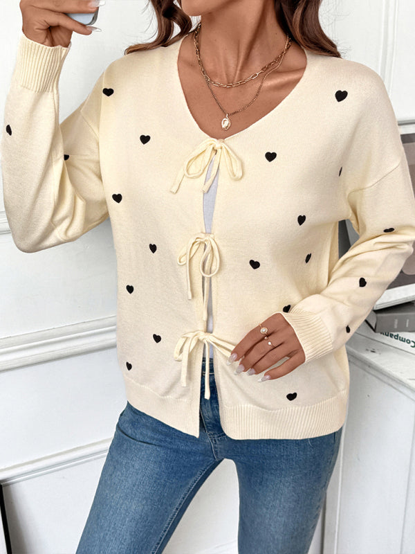 Elegant Heart Pattern Cardigan