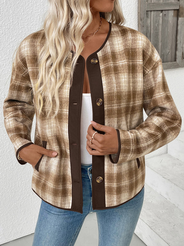 Casual plaid cardigan jacket