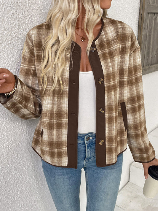 Casual plaid cardigan jacket