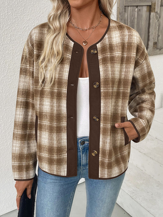Casual plaid cardigan jacket