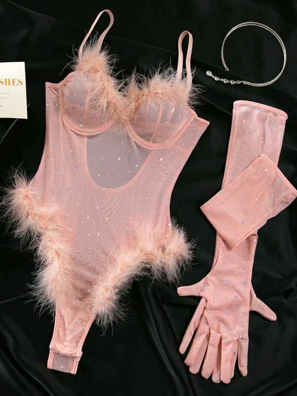 Halloween Sexy See-Through Splicing Bodysuit